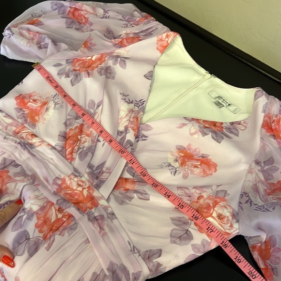 Ever New Melbourne lavender floral mini dress tiered, tulip sleeve size 8 US - Picture 10 of 15
